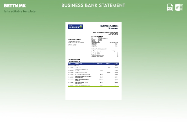 модерен стил Парагвајски Banco Continental S.A.E.C.A. Извод на сметка на банкарс